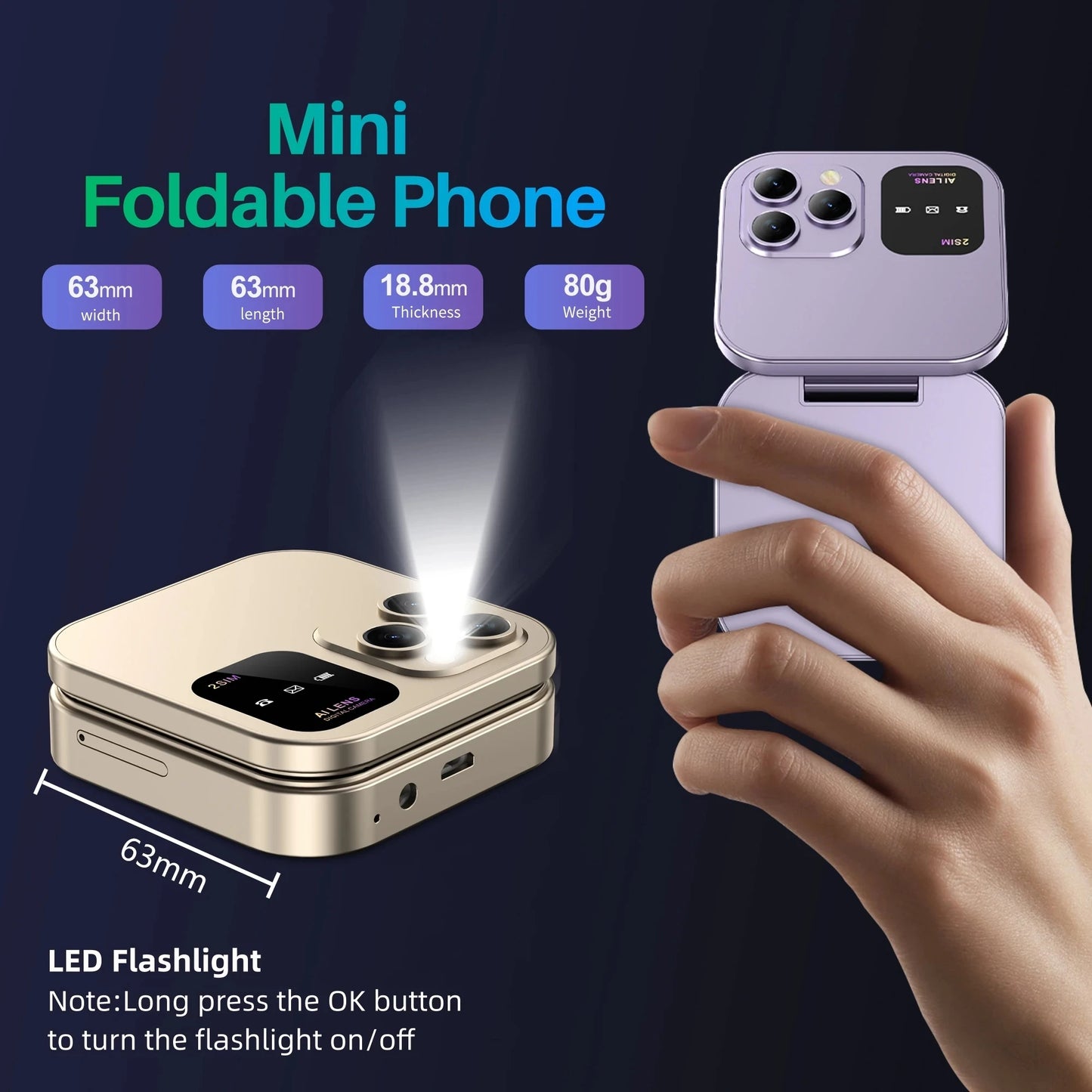 📱 SERVO I16 Pro Mini Fold Mobile Phone