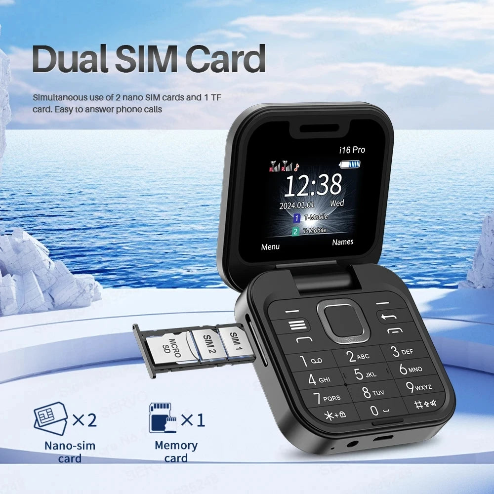 📱 SERVO I16 Pro Mini Fold Mobile Phone